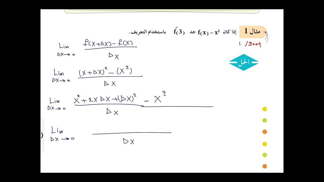 المشتقة باستخدام التعريف