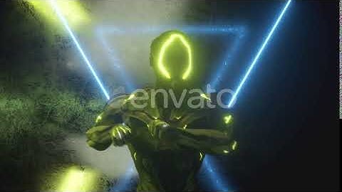 Dancing Alien Robot on a Metal Neon Background | Motion Graphics - Envato elements