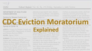 CDC Eviction Moratorium Explained