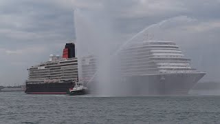 CUNARD QUEEN ANNE NEW CRUISE SHIP MAIDEN ARRIVAL SOUTHAMPTON FROM VENICE ON 30/04/24