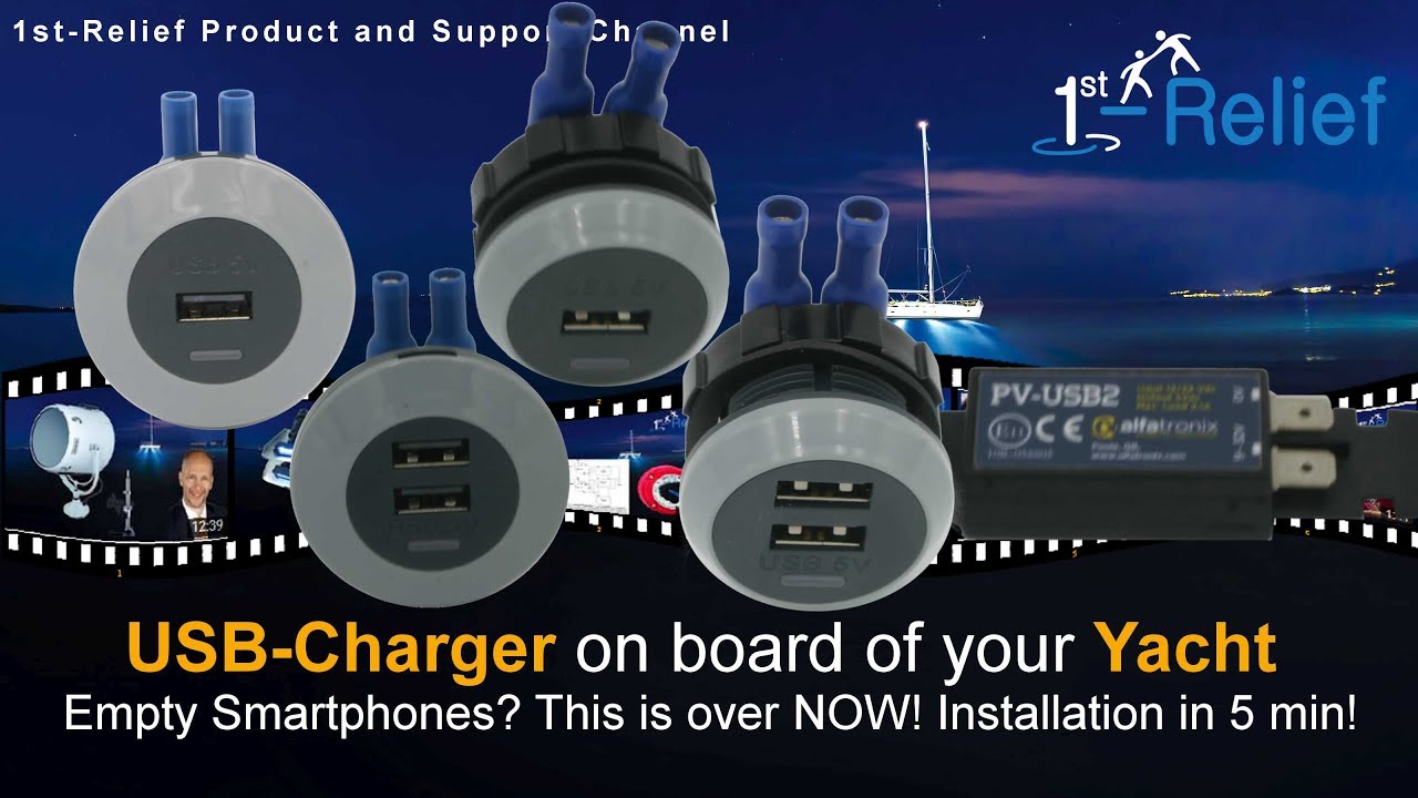 1stRelief shows the fast installation of a USB charger on a yacht