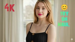 4K Lingerie Try -On Haul 2025 Transparentmesh Micro Bikinis Outfit