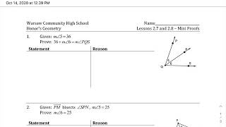 2.8 Mini Proofs Homework Help Geometry