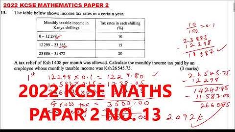 2022 KCSE MATHEMATICS PAPER 2 QUESTION 13