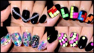 Mini compilation: 4 black nail art designs!
