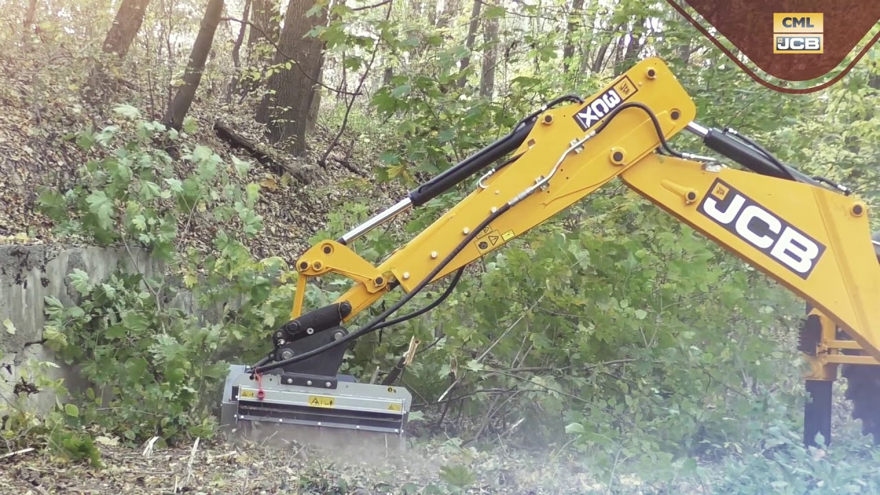 Демонстрація мульчера FAE та екскаватора-навантажувача JCB 3CX - YouTube