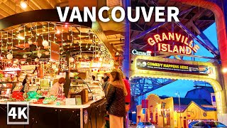 【4K】 Vancouver Winter Walk,  Exploring Granville Island and Public Market, Travel Canada 2023