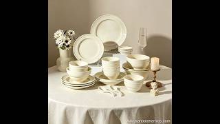 Wholesale Nordic Cream Yellow Glazed Ceramic Dinner Set Food-Grade Dinnerware - SANBO