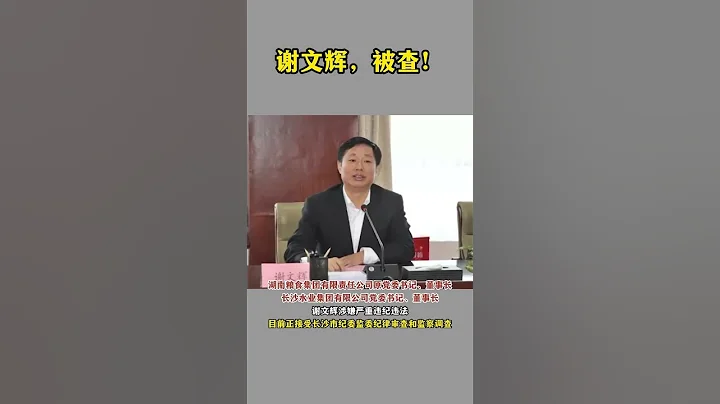 湖南糧食集團有限責任公司原黨委書記、董事長謝文輝接受審查調查 - 天天要聞
