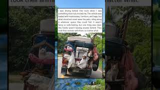 A truck loaded with everything they own—and the pets came too. No one left behind.