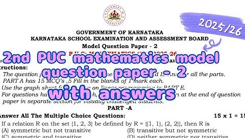 2nd PUC mathematics model question paper-2 with answers.#boardexam #boardexam2025 #maths @anand9588 