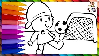 Desenhar E Colorir Pocoyo Jogando Futebol  Desenhos Para Crianças