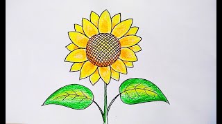 Menggambar dan Mewarnai Bunga Matahari | How to Draw a Sunflower