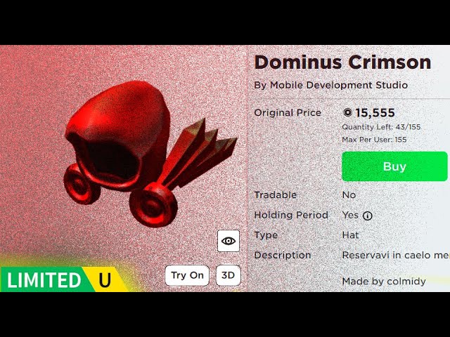 Dominus Crimson 's Code & Price - RblxTrade