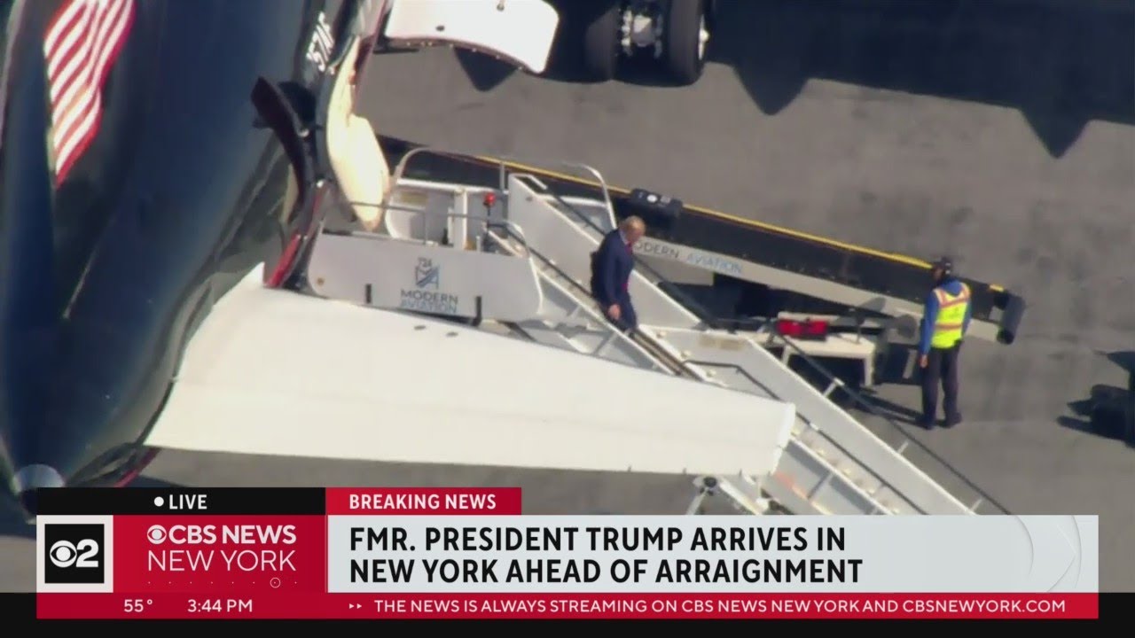 Watch Trump Lands In New York Before Arraignment YouTube