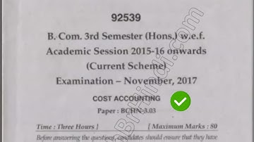 Cost Accounting Bcom hons 3rd Sem Question Paper Mdu || #MduQuestionPaper