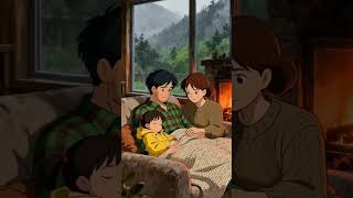 A Cozy Mountain Family🌧️🍪| Ghibli Style ASMR Magic #Shorts #CozyHome #StudioGhibli#FamilyMoments❤️