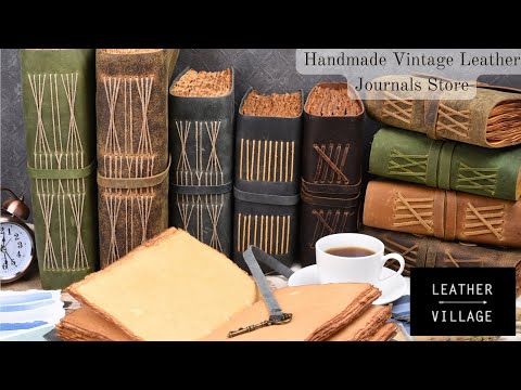 Leather Village | Vintage Leather Journal | Vintage Paper | Writing & Sketchbook |