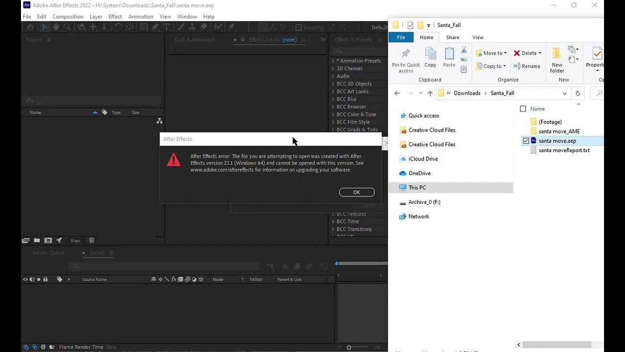 Как сохранить проект в афтер эффект. Как открыть проект after effects в старой версии.