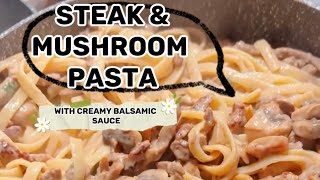 طبق مطاعم غالي جدا تعالوا نعملوا في البيت 👩🏻‍🍳🫶🏻 steak & mashroom pasta من مطبخ مروة الشافعي