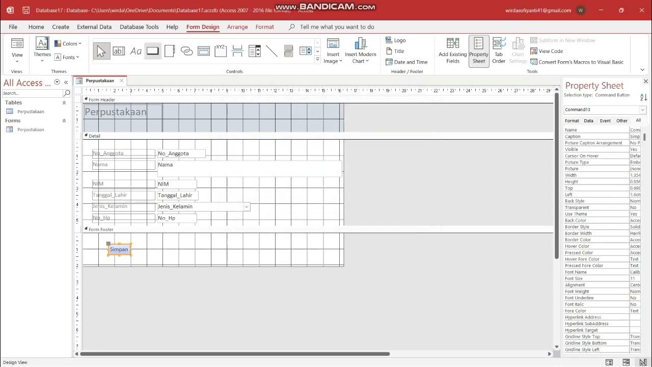 Microsoft Access Form Data Perpustakaan - YouTube