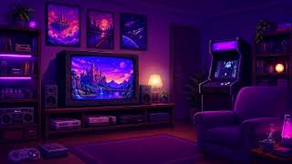 Pixel Fantasy Arcade Retro Tv, Neon Game Room Arcade Cabinet Animated Background Loop