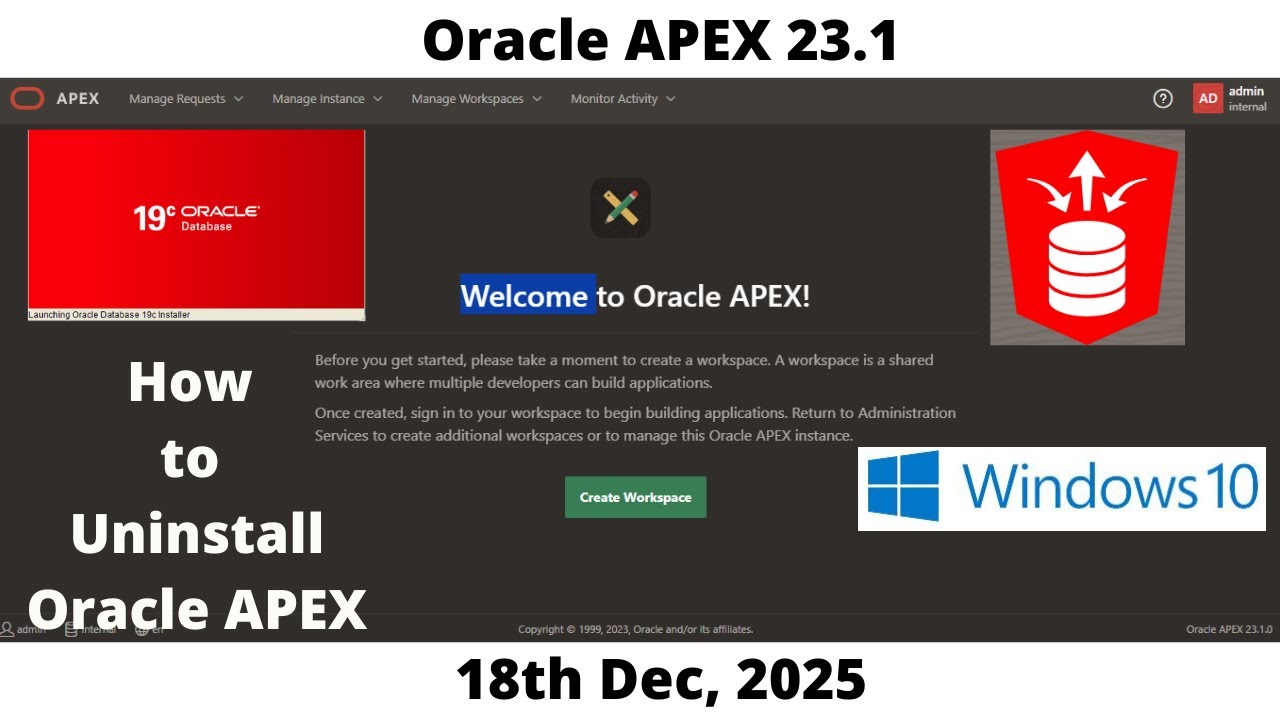 How to Uninstall Oracle APEX 23.1 | DB 19c | Windows 10 | Omar Baig
