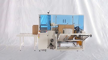 Small cartons opening erector inline with flap folding tape sealing machinery  فتح آلة الختم الكرتون