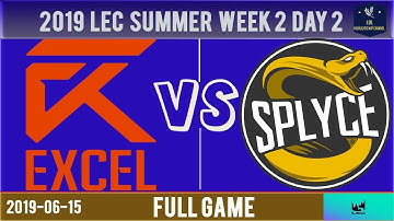 XL vs. SPY Full Game | Week 2 Day 2 | LEC Summer Split 2019 | Excel Esports vs. Splyce