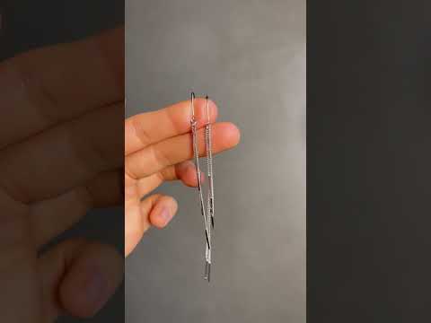 Сережки протяжки довгі медична сталь родій (x160-1), видео 1