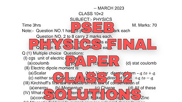 PSEB Physics Final Paper 2023 Class 12 | Solutions | Scholar Tutorial