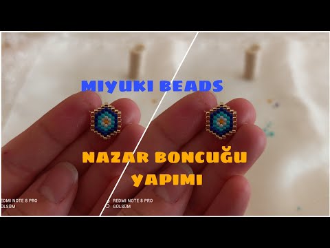 tuğla tekniği ile kolay nazar boncuğu yapımı miyuki beads