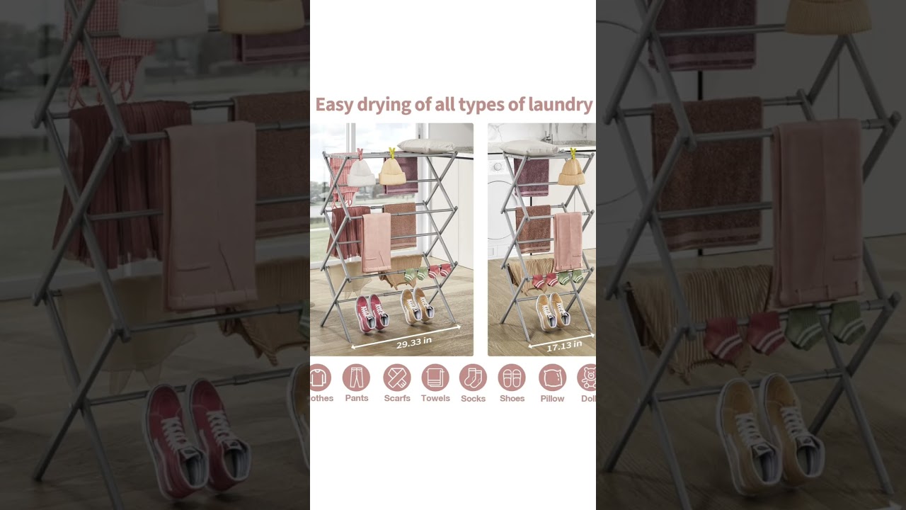 Clothes Drying Rack, 3-Tier Laundry Drying Rack for Clothes,Amazon Store🇺🇲 HOME MUST-HAVES