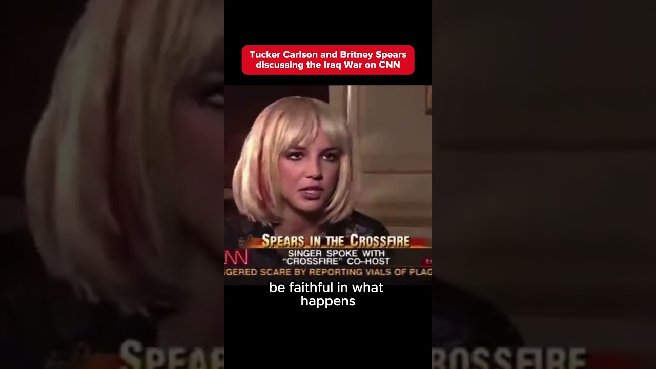 Tucker Carlson and Britney Spears discussing the Iraq War on CNN in 2003