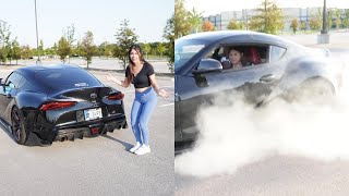 Teaching My Sister To Do A Burnout In My Supra