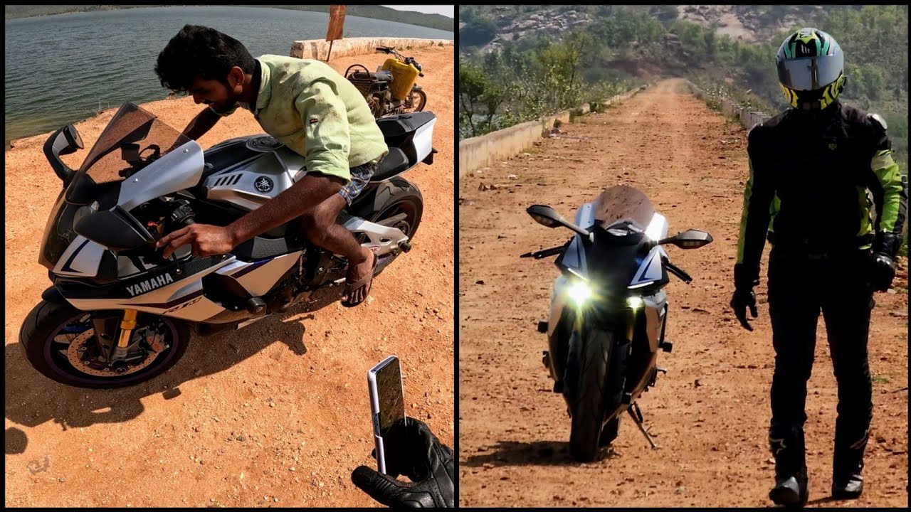 ಜ್ಯಾಕಿ on ರಾಕಿ!😂 | TOOK MY R1M OFF-ROAD🙆🏻 | GOLLAPALLI RESERVOIR