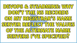 Famous Why don't the NS records on my registrar's name server reflect the values of the alternate name... Profile