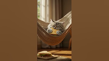 A cat lying in a hammock eating. #cute #cat #hammock