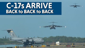 Three C-17 ARRIVE BACK to BACK to BACK at HNL followed by an A380 "FLYING HONU"