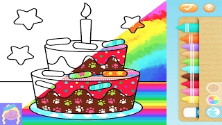 Learn How To Color A Birthday Cake With This Digital Coloring Book Page For Kids screenshot 1