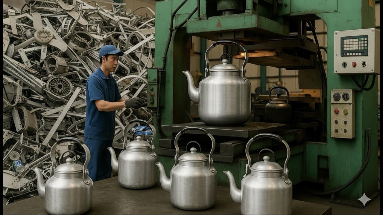 Inside the Factory: How Aluminium Scrap Becomes a Green Tea Kettle  | Full Manufacturing Process