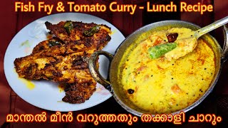 മാന്തൽ മീൻ വറുത്തതും തക്കാളിച്ചാറും | FISH FRY, Tomato Curry lunch recipe