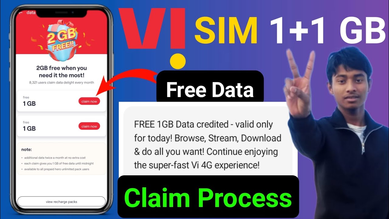 Vi অ্যাপ থেকে বিনামূল্যে ডেটা কিভাবে নেবেন | Vi Sim 1+1 GB Data Claim ...