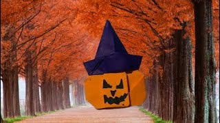 How to fold an easy origami pumpkin with a hat for Halloween decor | Step by step full tutorial |