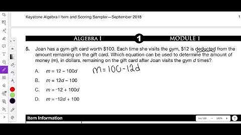 2018 Module 1 Problem 5 Algebra 1 PDE Item and Scoring Sampler
