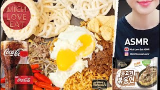 ASMR Mukbang Bakmi Mewah Beef Bulgogi, Egg, Sausage, Tofu, Kerupuk, Iced Cola @michloveeatasmr