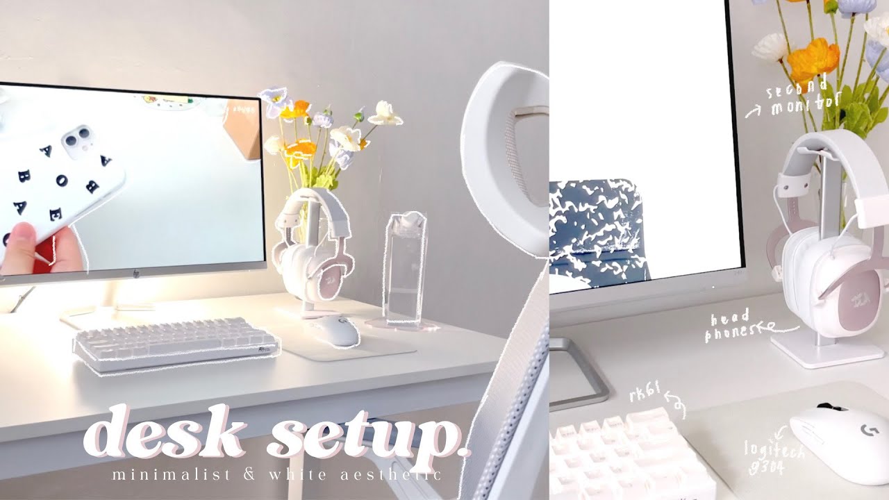 aesthetic desk setup 🍧 student/wfh, rk61 mechanical keyboard, shopee haul YouTube