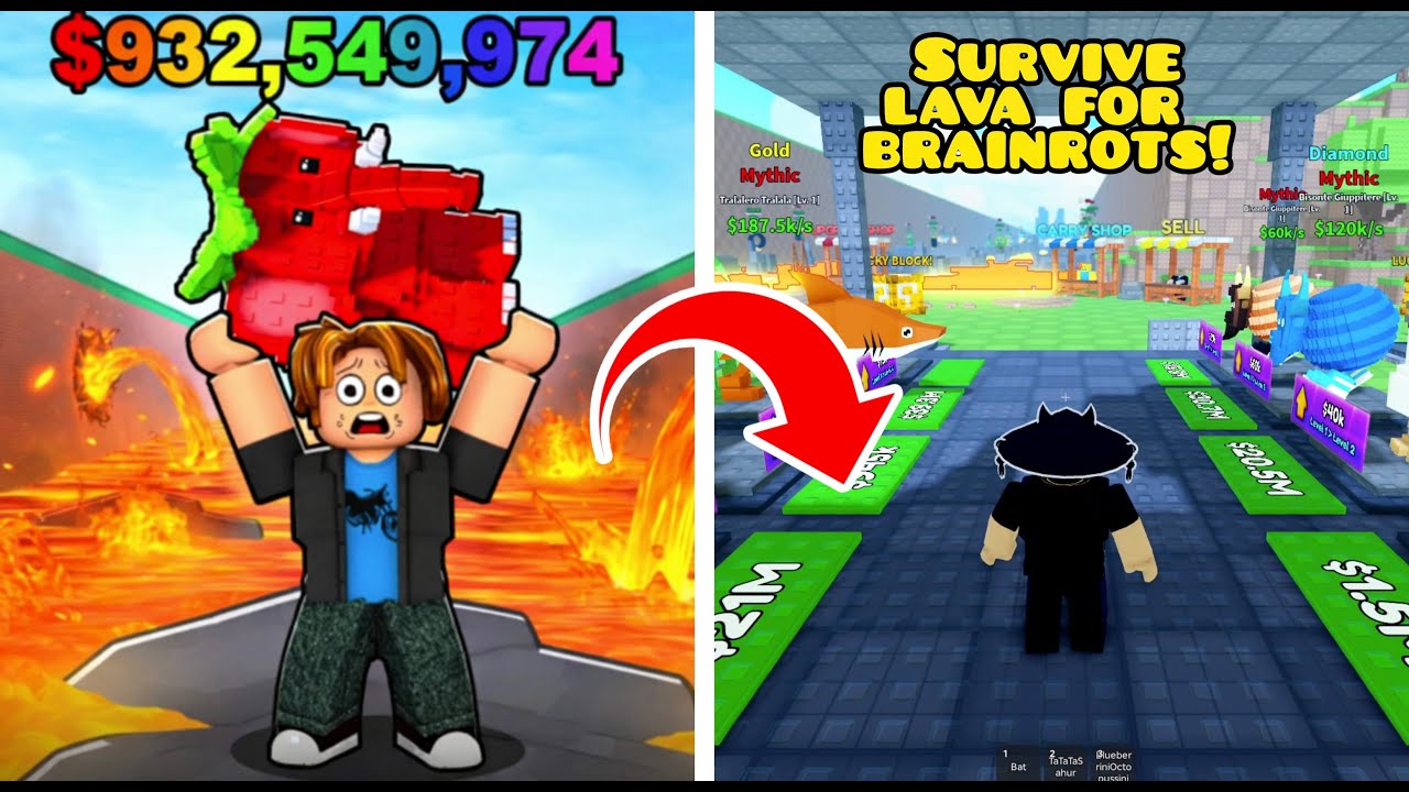 Survive LAVA For Brainrots FUNNY MOMENTS - YouTube