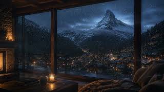 Rainy Night in Zermatt 🔥 Cozy Fireplace & Matterhorn Ambience screenshot 5