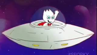 SPORKY  & his  Retro Flying Saucer _ Tenor .gif